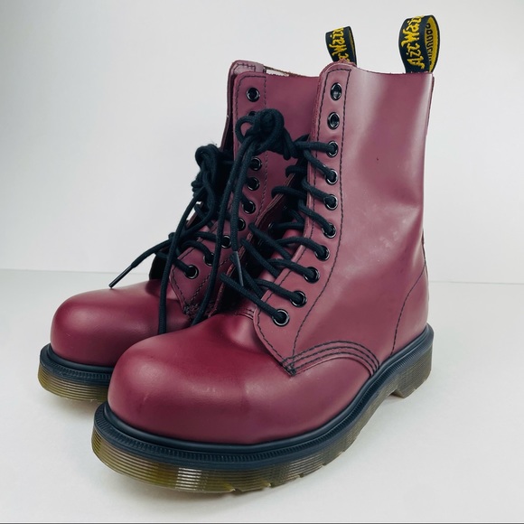 Leather Steel Toe Combat Boots Mens 